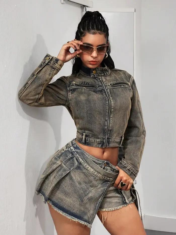 Jupe-culotte en jean vintage taille haute