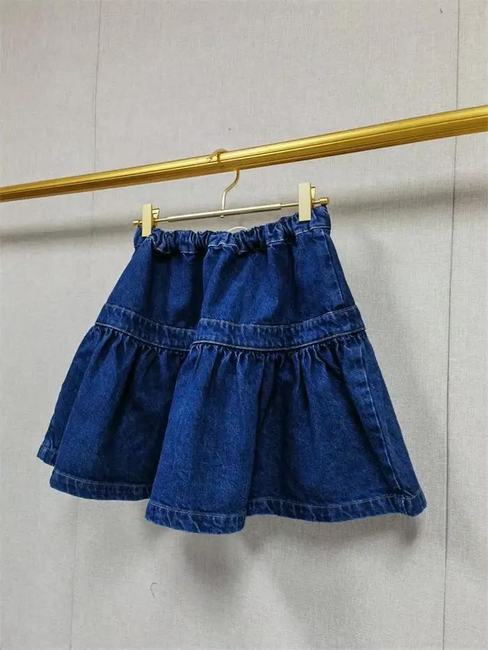 Jupe Courte Plissée en Jean Bleu Taille Haute pour Femme