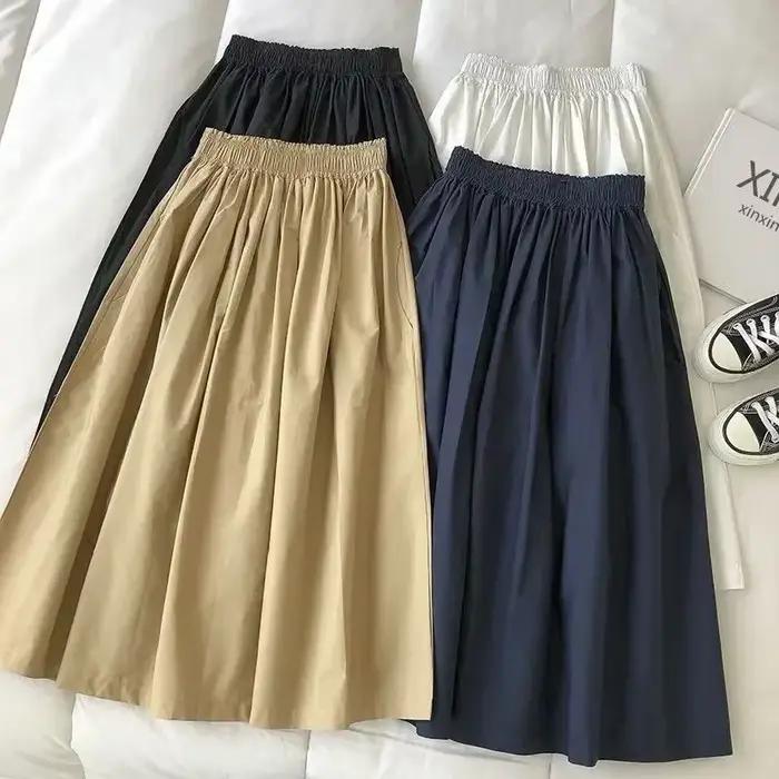 Y2K blanc Miidi jupe Vintage plissée longue