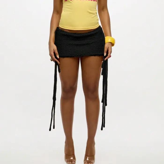 Jupe courte Y2K en tricot duveteux pour femme