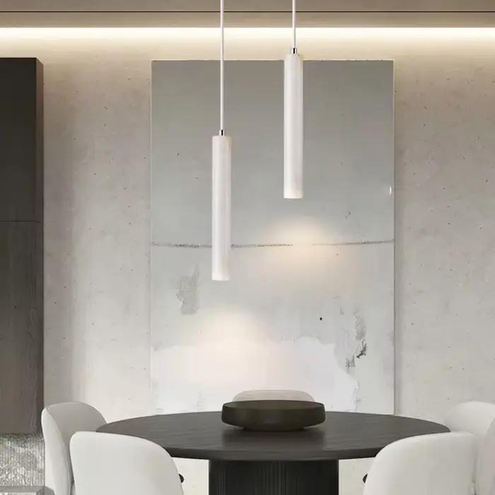 Lampe de plafond en bois à Tube Long, pendentif Led, Style japonais, vent silencieux, lustre de chevet pour chambre à coucher, rétro moderne G9 remplaçable
