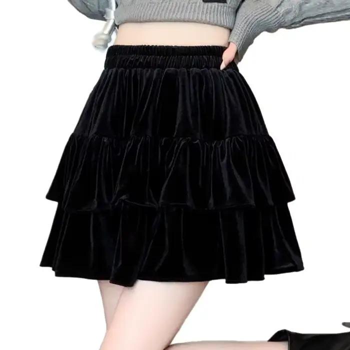 Jupe midi en velours pour femme