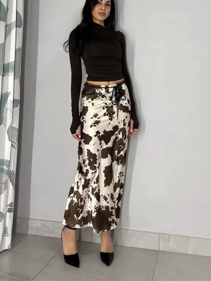 Jupe en Satin imprimé Animal pour femmes