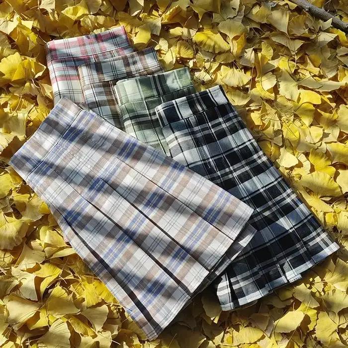 Jupes automne vêtements 2024 femmes jupe Style coréen Harajuku mode filles Falda courte De Mujer taille haute Plaid