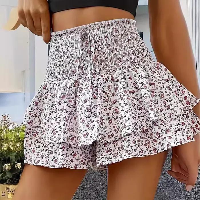 Mini-jupe florale tendance pour femme