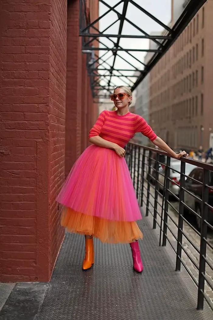 Jupes en tulle rose et orange chaud