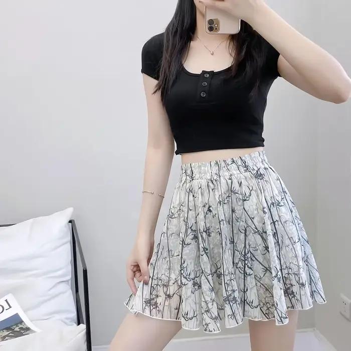 Jupe courte en mousseline de soie pour femmes