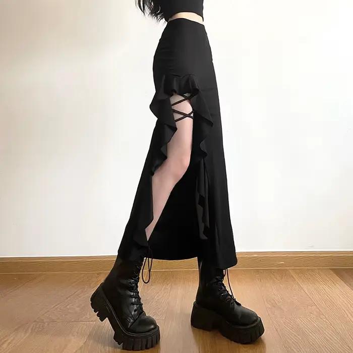 Jupe fendue à lacets pour femmes