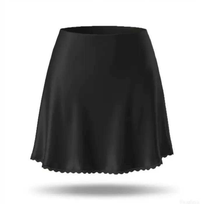 Nouvelle jupe courte évasée en dentelle sexy et élastique à taille haute pour femmes