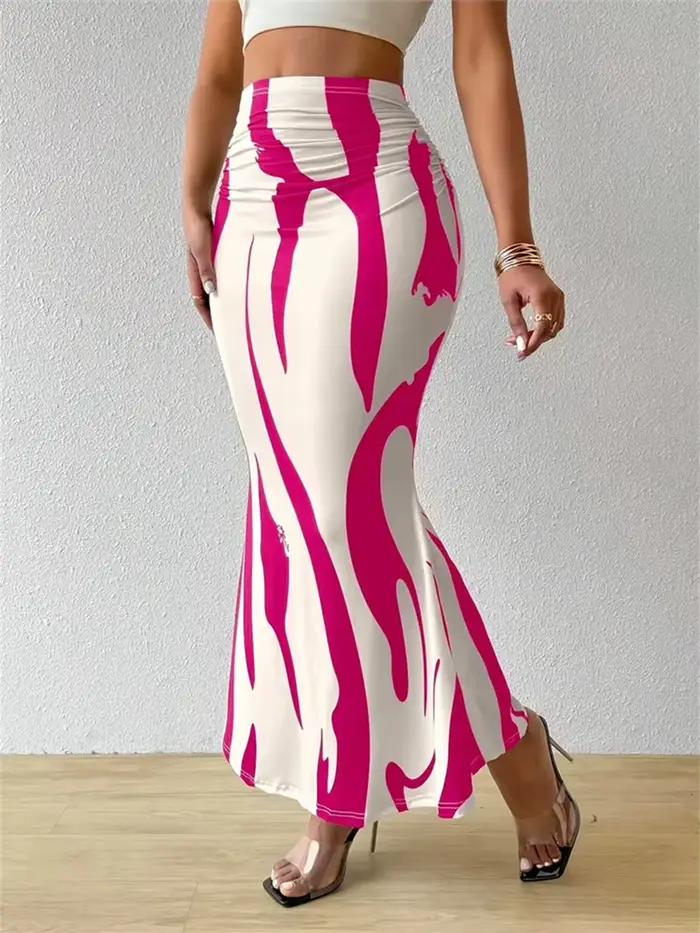 Jupe longue moulante polyester velours imprimé zèbre coupe cintrée queue de poisson élégante pour femmes usages variés occasions estivales