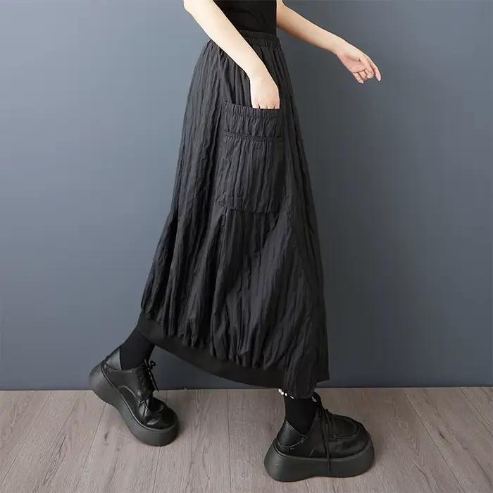 Jupe VAST FLOWER vintage surdimensionnée noire ample décontractée pour femmes printemps été automne occassions quotidiennes et spéciales