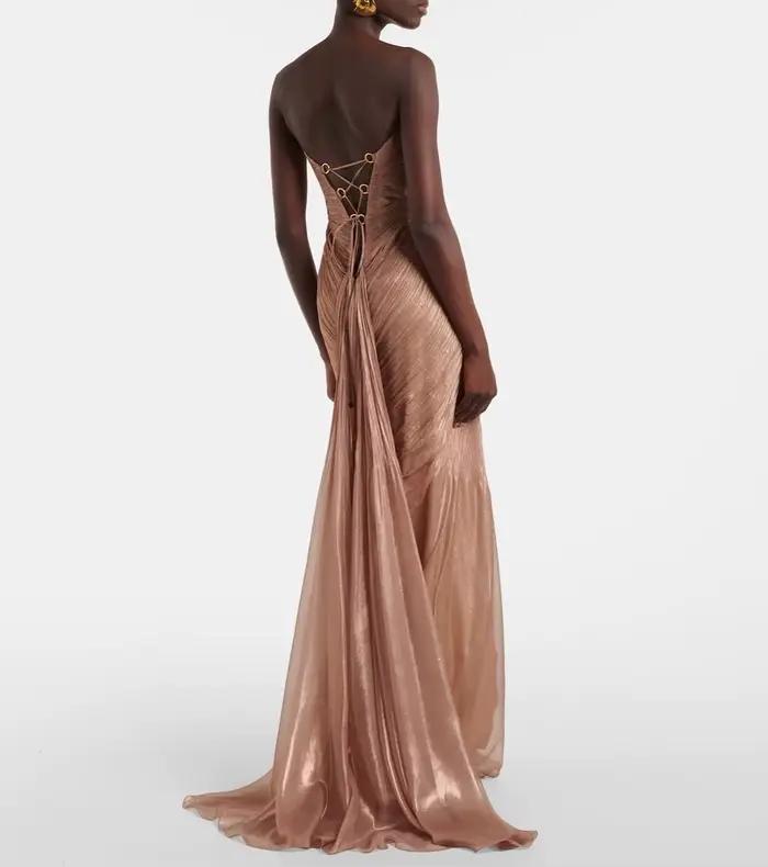 Robe de soirée plissée en crêpe Simple