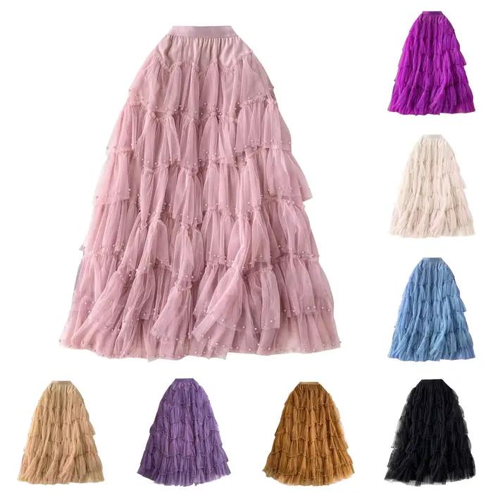 Jupe plissée en maille perlée pour femme