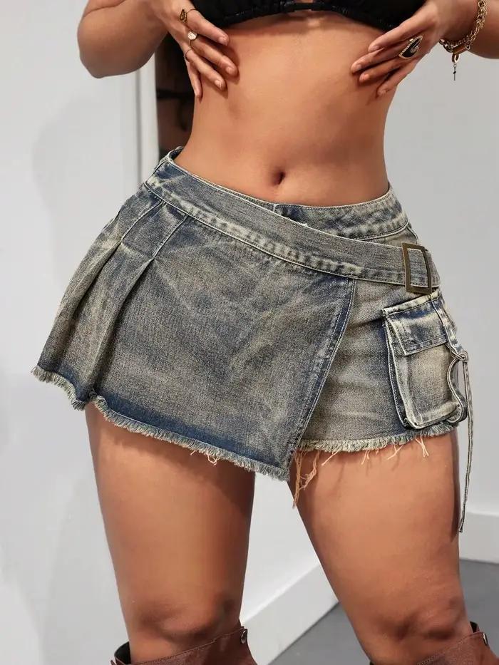 Jupe-culotte en jean vintage taille haute