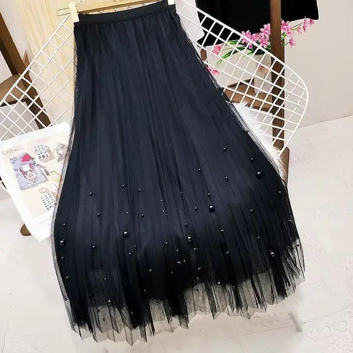 Jupe Midi Plissée en Maille pour Femme