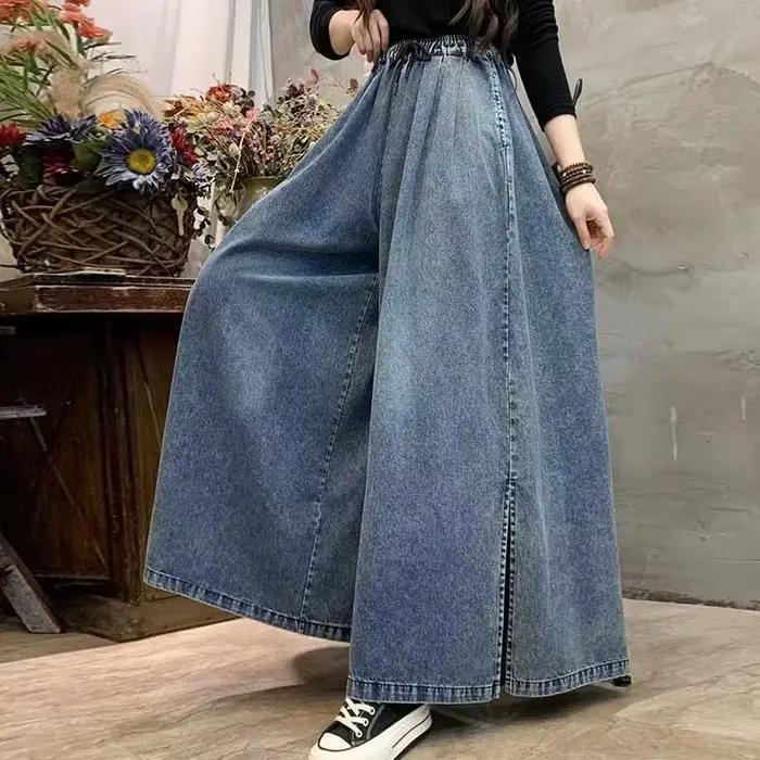 Culottes en jean bleu pour femme