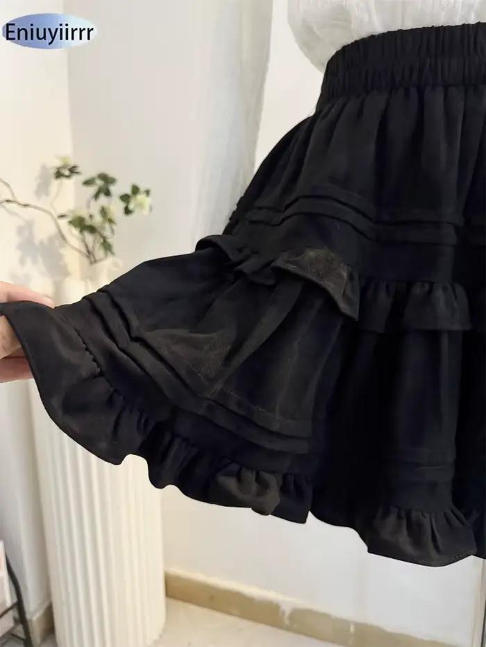 Jupe évasée en daim marron pour femmes
