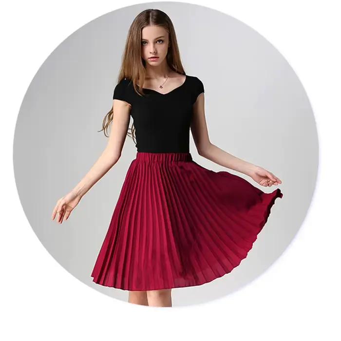 Jupe Plissée en Mousseline de Soie pour Femme