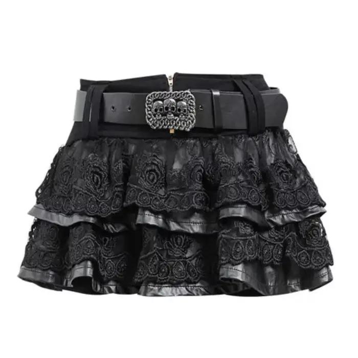 Mini jupe noire pour femme avec ceinture