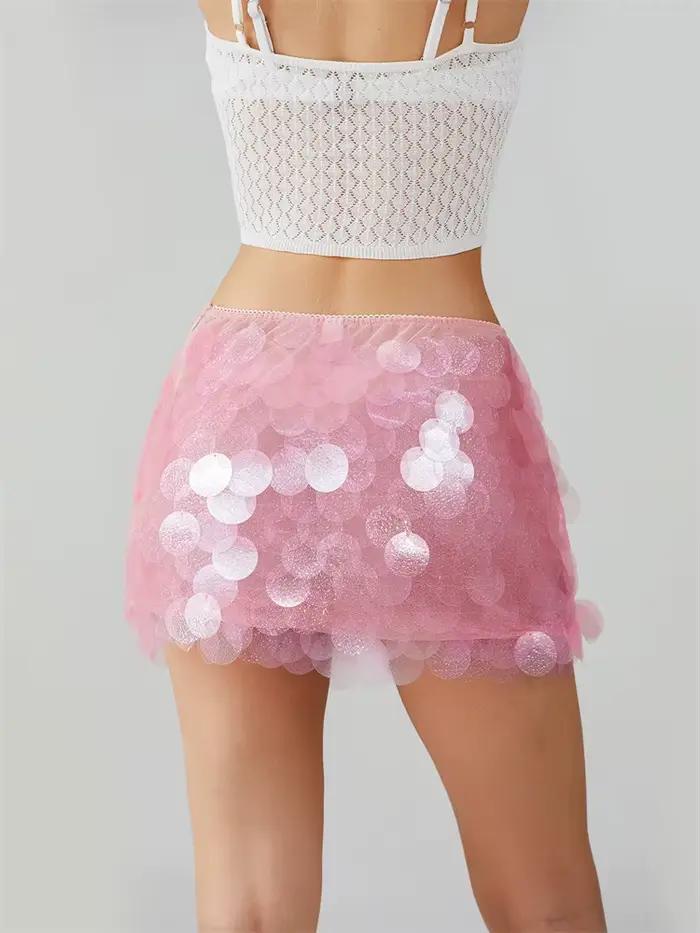 Femmes paillettes Mini jupes taille basse moulante