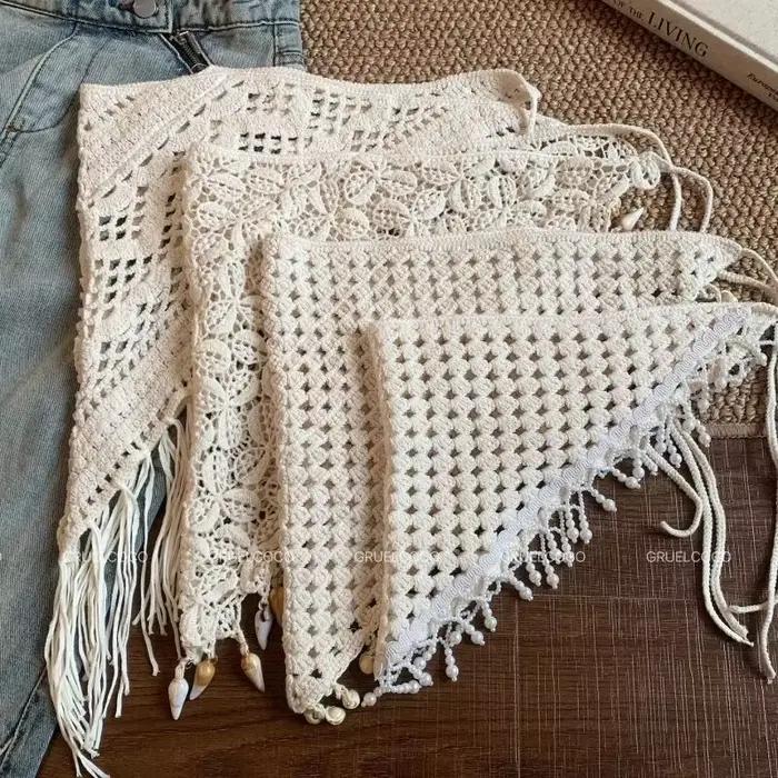 Jupe En Crochet À Franges Y2K Style Streetwear Multifonctionnelle Asymétrique Polyester Coton Occasions Printemps Soirées Plage Vivastreet