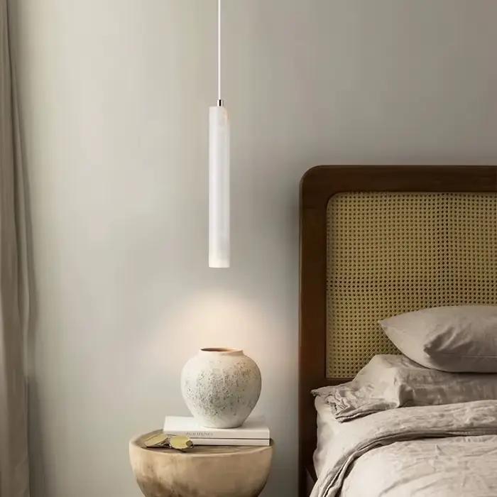 Lampe de plafond en bois à Tube Long, pendentif Led, Style japonais, vent silencieux, lustre de chevet pour chambre à coucher, rétro moderne G9 remplaçable