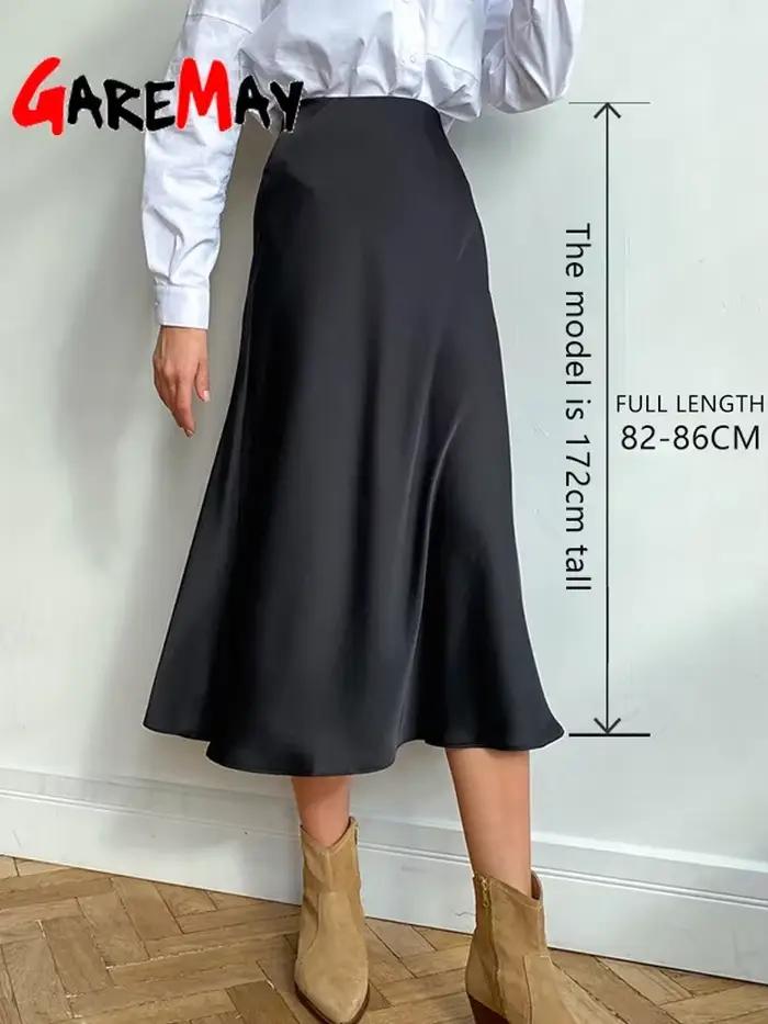 Longue Jupe Midi en Satin pour Femme