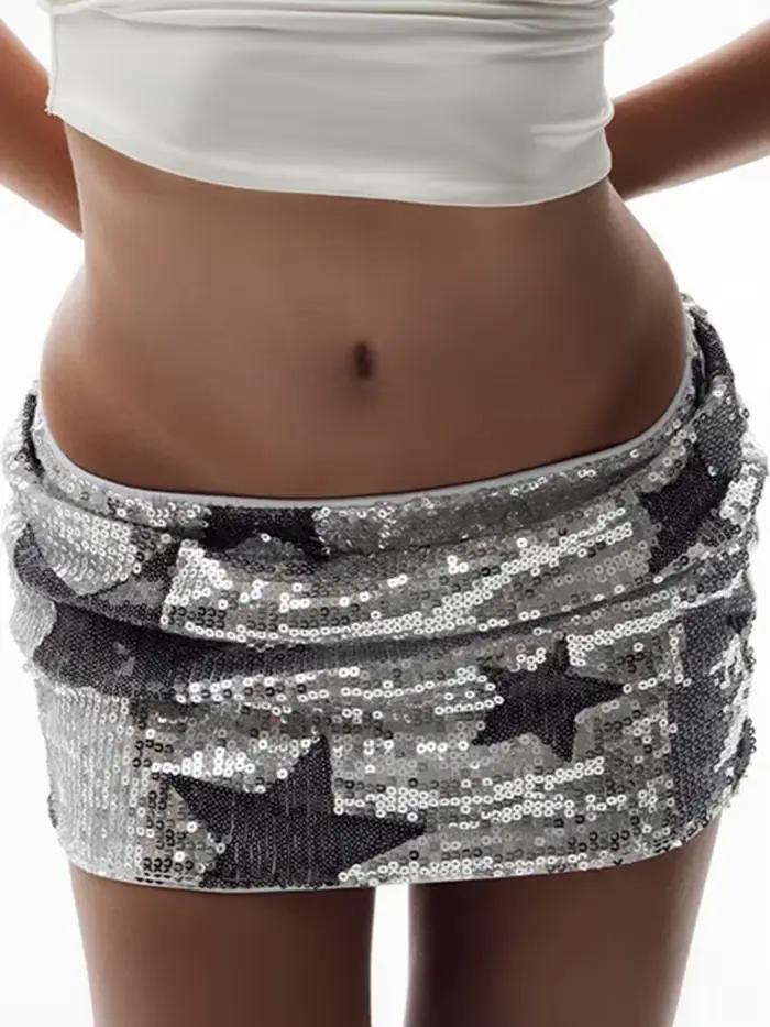 Mini jupes à paillettes étoiles pour femmes
