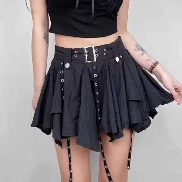 Mini jupe multicouche froissée pour femmes