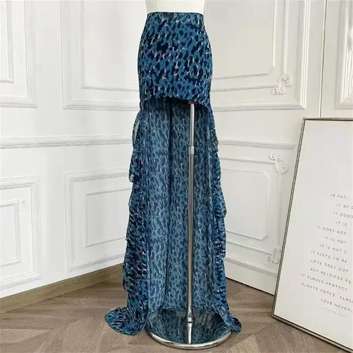 Jupe longue femme taille haute ajustée