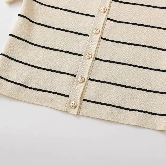 Ensemble jupe mi-longue rayée en tricot décontracté pour femme