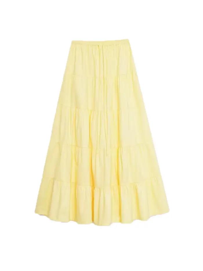 Jupe TRZA jaune beurre longue pour femmes, décontractée et élégante pour toutes les saisons occasions spéciales