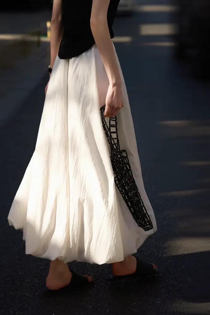 Jupe longue blanche à fleurs pour femmes