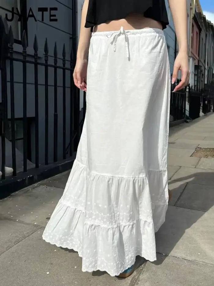 Jupes Maxi brodées de fleurs blanches pour femmes