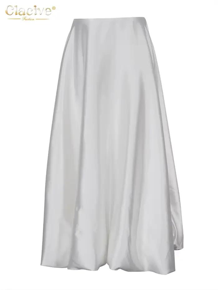 ClacMarkets-Jupe en satin beige pour femme