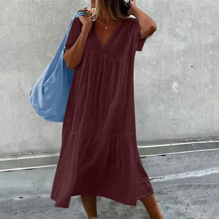 Jupe longue en coton et lin pour femmes