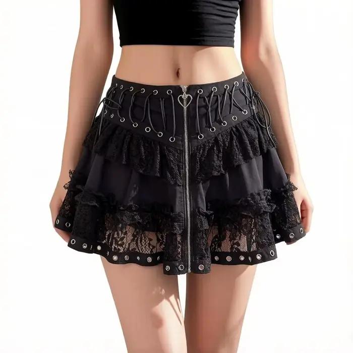Jupe Courte Femme 2026 Style Punk Vintage Taille Haute
