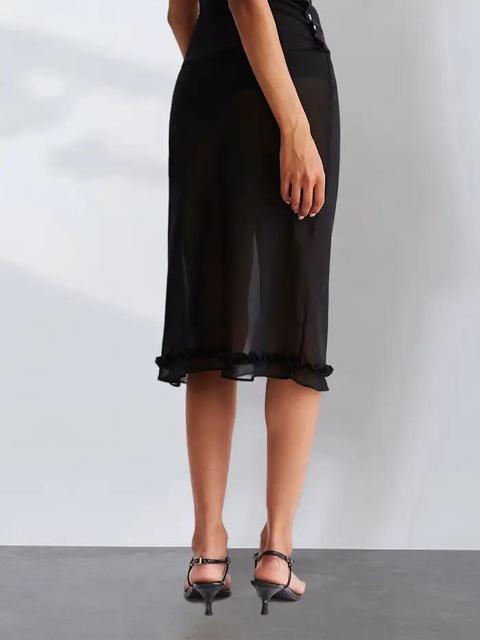 Jupe mi-longue transparente pour femme