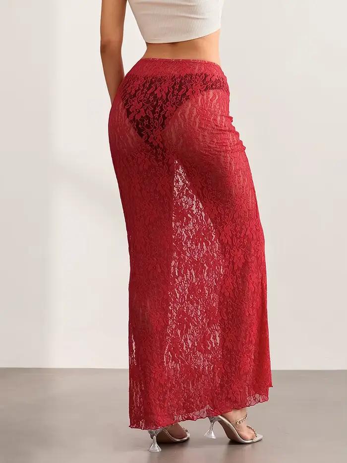 Jupe longue en dentelle pour femme
