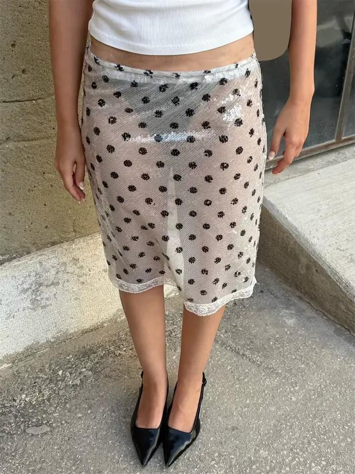 Jupes mi-longues à paillettes pour femmes