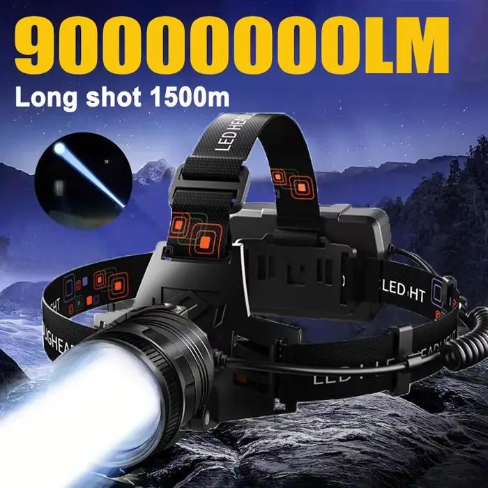 Lampe frontale LED puissante en alliage d'aluminium, haute luminosité, Rechargeable, pour Camping, recherche, chasse, pêche