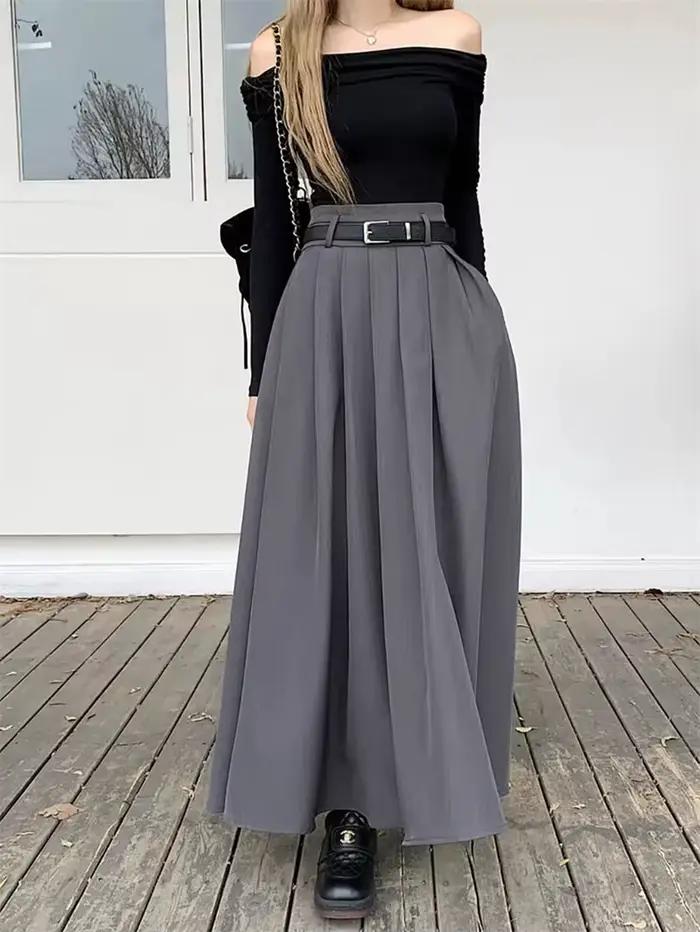 Jupe plissée taille haute pour femmes