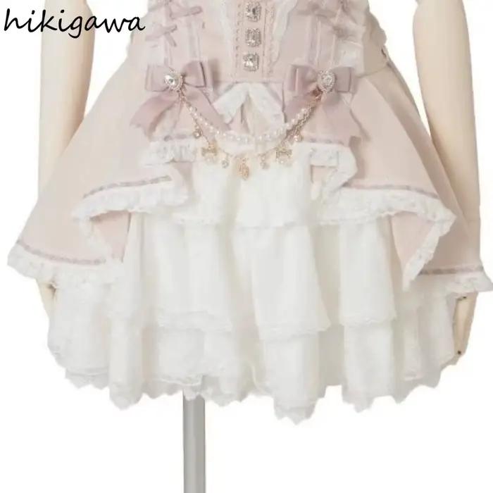 2025 Faldas Mujer De Moda Jupe japonaise femmes taille mince a-ligne Saia Patchwork dentelle douce