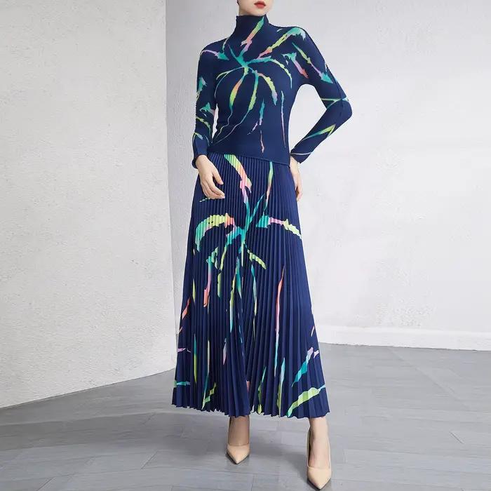 Fournisseurs de vêtements plissés Miyake haut plissé ensembles de mode jupe femmes nouvelle