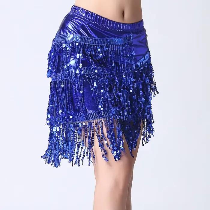 Jupe à franges en cuir verni et paillettes pour femme danse latine occasion spéciale compétition spectacle