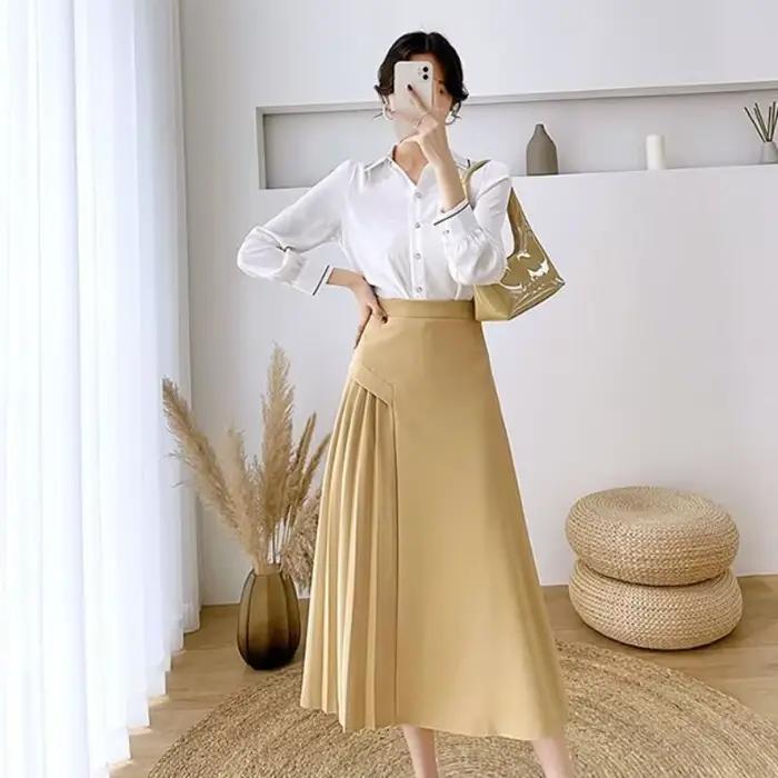 Taille haute femme jupes une ligne Midi jupe