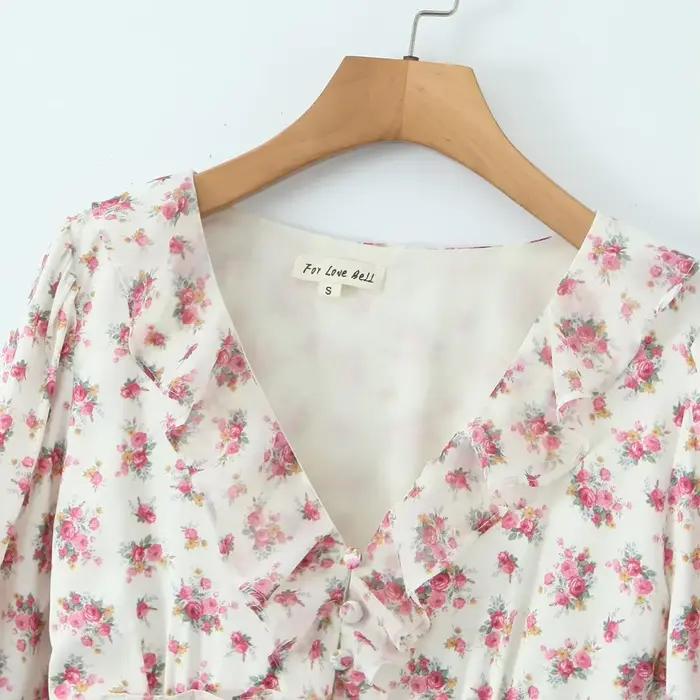 Jupe à volants florale française pour femme