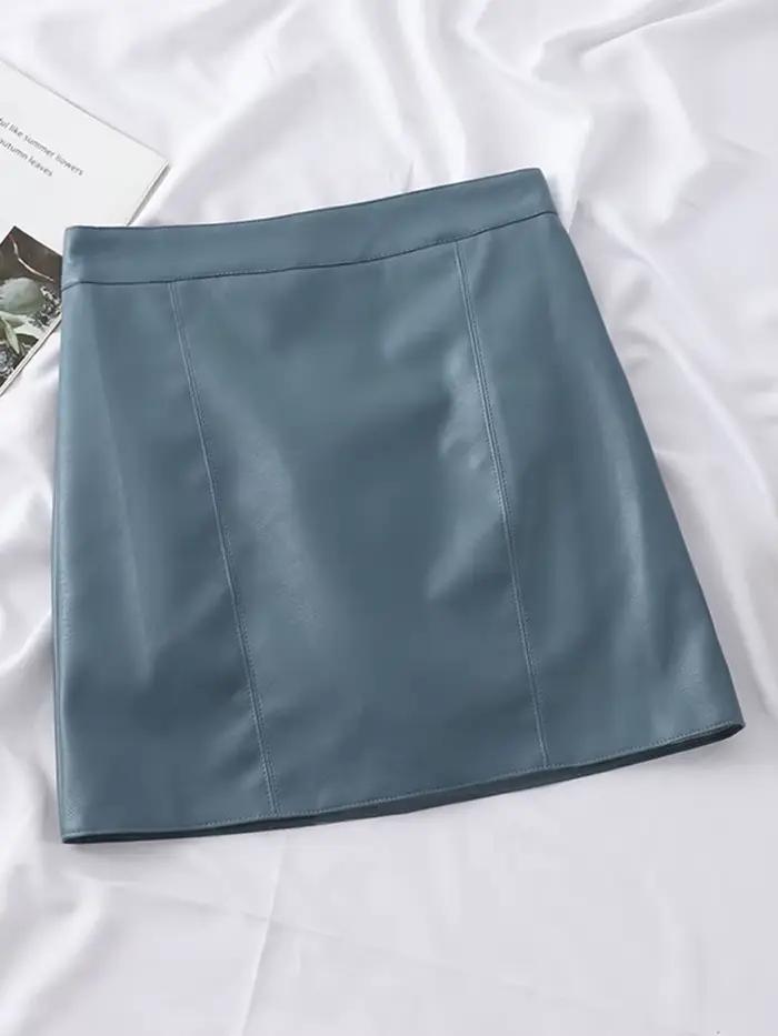 Sungtin classique Mini jupe en cuir femmes taille haute mode décontracté Faux cuir a-ligne jupe moulante dames Streetwear nouveau