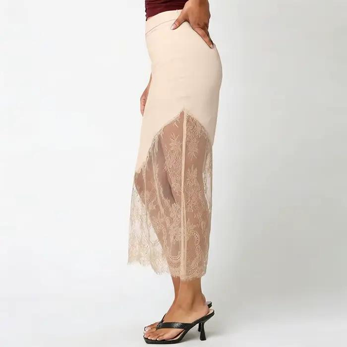 Jupe longue en satin de soie Maemukilabe pour femme