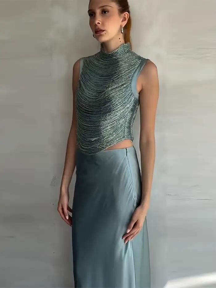 Ensembles de jupes en satin pour femmes